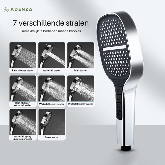 AquaLux UltraFlow Douchekop – 7-standen Waterbesparende Regendouche met Massagefunctie