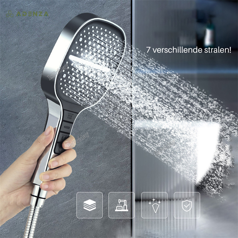 AquaLux UltraFlow Douchekop – 7-standen Waterbesparende Regendouche met Massagefunctie