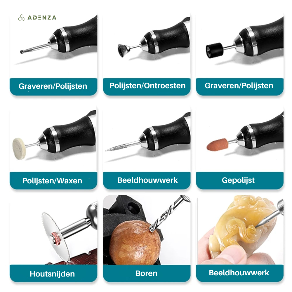 CraftCraze Graveerpen – USB Oplaadbare Graveer Tool met 20 Opzetstukken voor Hout, Metaal & Glas