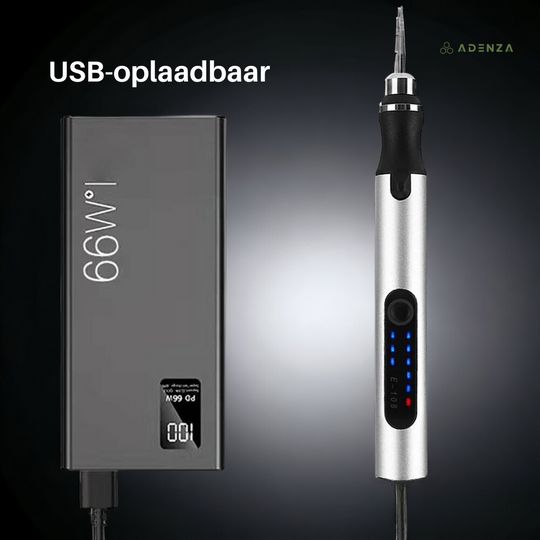 CraftCraze Graveerpen – USB Oplaadbare Graveer Tool met 20 Opzetstukken voor Hout, Metaal & Glas