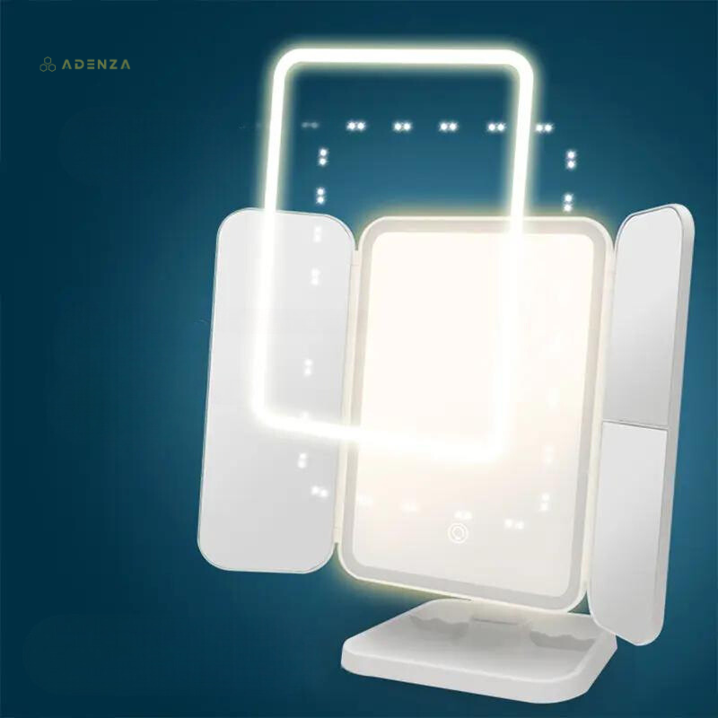 Vanessa LED Make-up Spiegel – Draagbare Opvouwbare Spiegel met Oplaadbare Driekleurige LED Verlichting