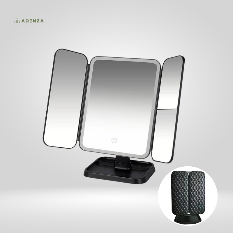 Vanessa LED Make-up Spiegel – Draagbare Opvouwbare Spiegel met Oplaadbare Driekleurige LED Verlichting