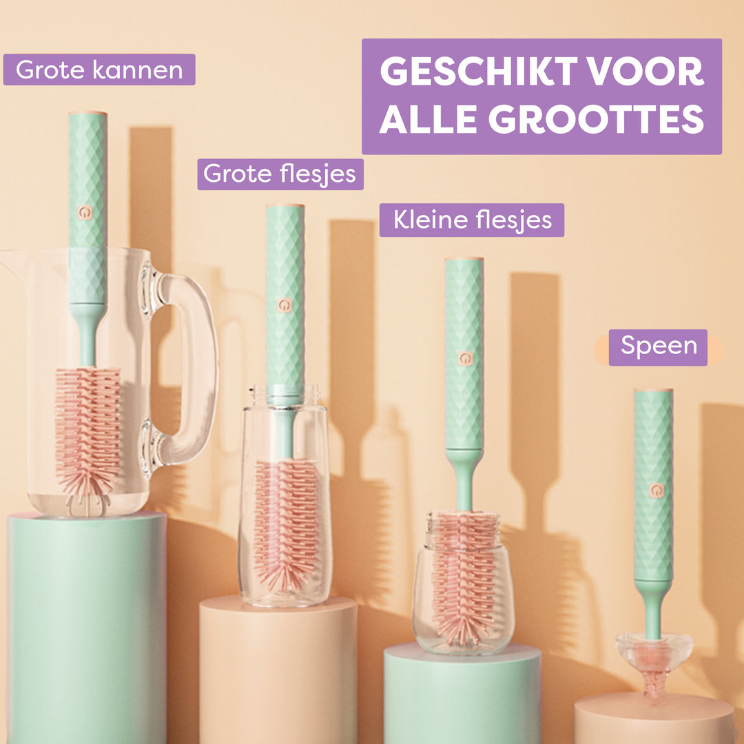 CleanEasy Elektrische Flessenreiniger – Automatische Babyfles Reiniger met USB Oplaadfunctie & Meerdere Opzetstukken