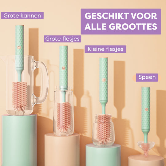 CleanEasy Elektrische Flessenreiniger – Automatische Babyfles Reiniger met USB Oplaadfunctie & Meerdere Opzetstukken