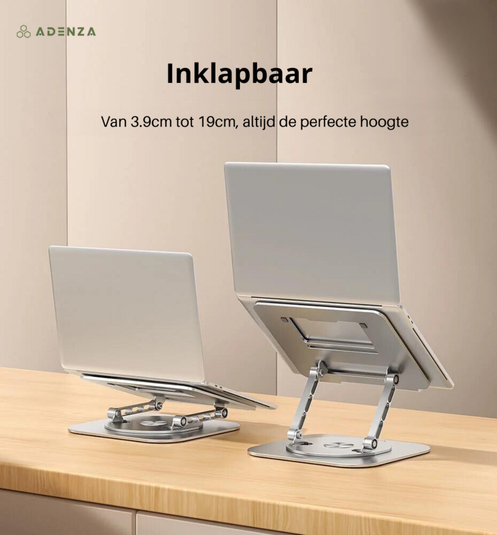 360° Roterende Aluminium Laptop Stand – Verstelbare Opvouwbare Laptop Standaard tot 17 inch